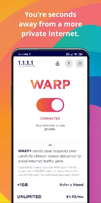1.1.1.1 + WARP: Safer Internet - скриншот 2