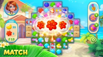 Hawaii Match-3 Mania: Декор, Обустройство, 3 в ряд - скриншот 2