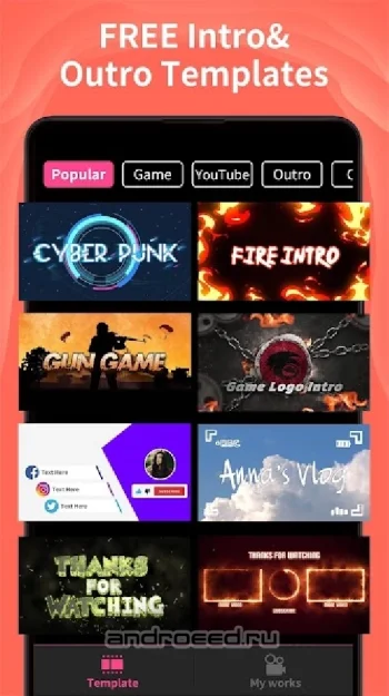 Intro Maker для Youtube - создатель видеороликов - скриншот 1